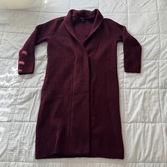 Ann Taylor burgundy long winter chic coat - Picture 2 of 8